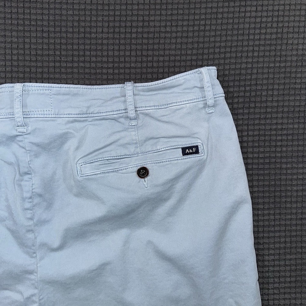 Abercrombie Fitch Light Blue Chino Shorts Mens 36 Stretch Casual Flat Front - Picture 6 of 7